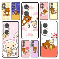 anime rilakkuma bear for huawei p50 p20 p30 p40 5g p10 pro lite e plus p9 lite mini soft silicone black phone case cover coque