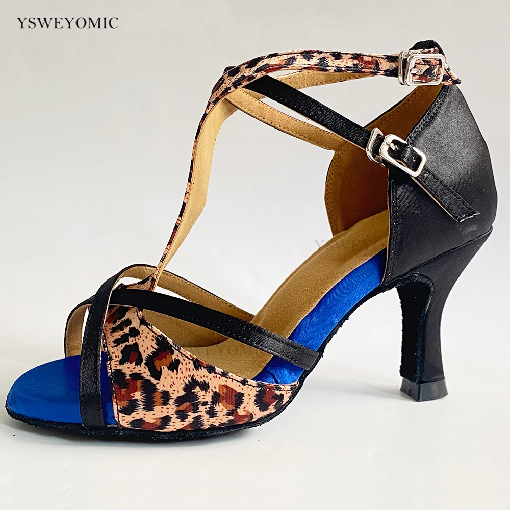 Women Latin Ballroom Dancing Shoes Soft Bottom Bachata Salsa Latin Dance Shoe for Ladies Girls Satin Party Dance Shoes