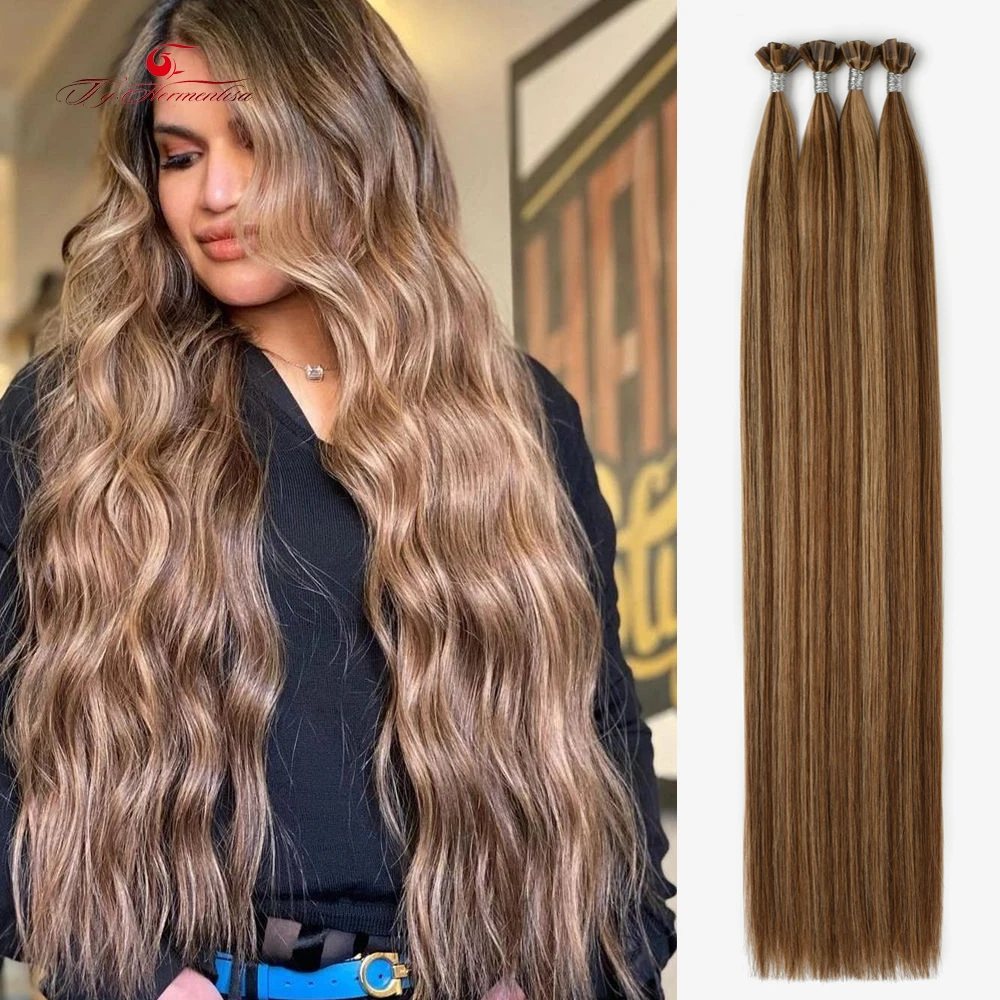 Ty.hermenlisa Flat Tip Hair Extensions In Human Hair Double Drawn Fusion Hair Factory Wholesale Keratin Extension 14-22inch
