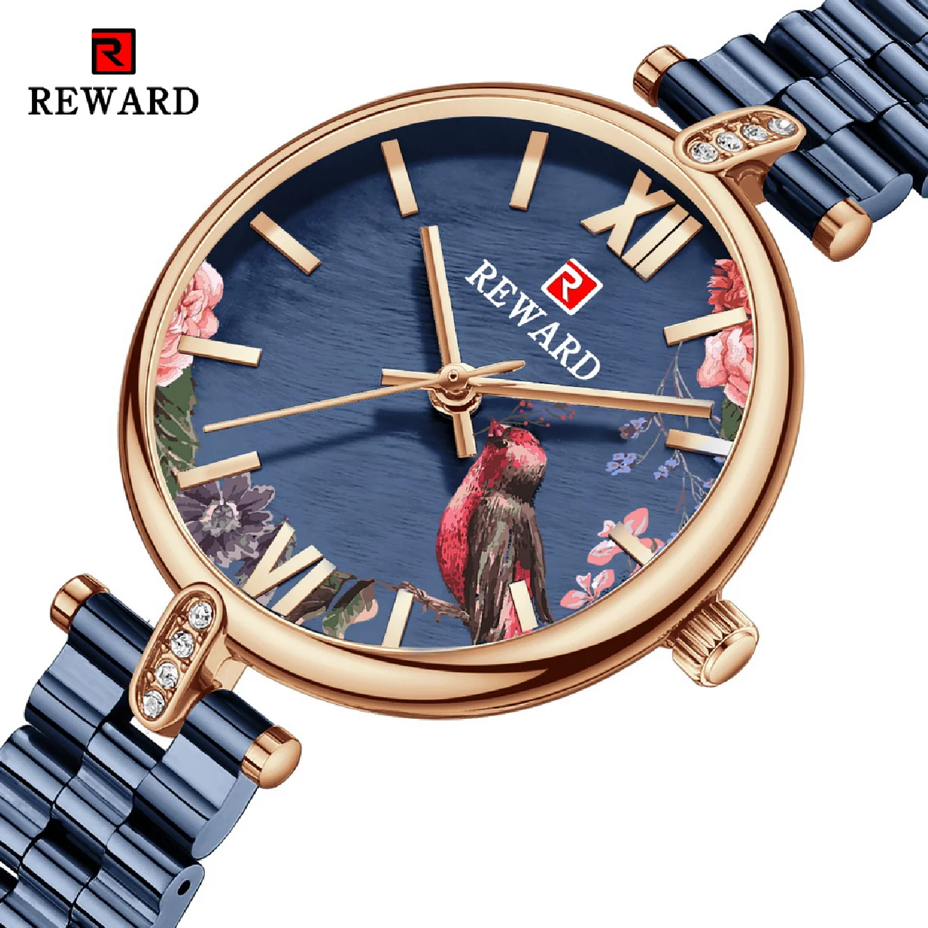 Enlarge REWARD Fashion New Women Watches Top Luxury Brand Diamond Classy Ladies Quartz Watch Female Stainless Steel Dress Wristwatch