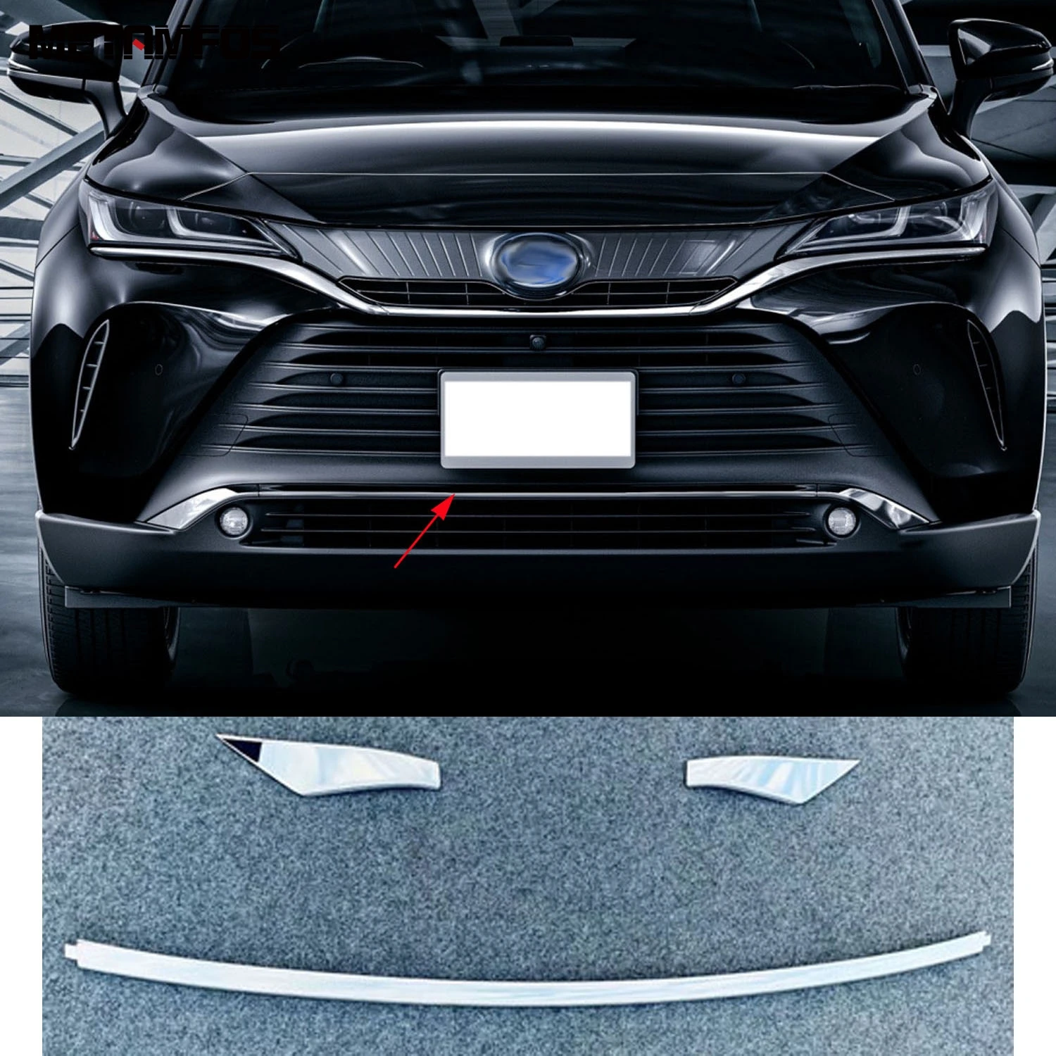 

For Toyota Venza Harrier 2020 2021 2022 Chrome Front Bumper Trim Lower Lip Spoiler Protector Sticker Accessories Car Styling