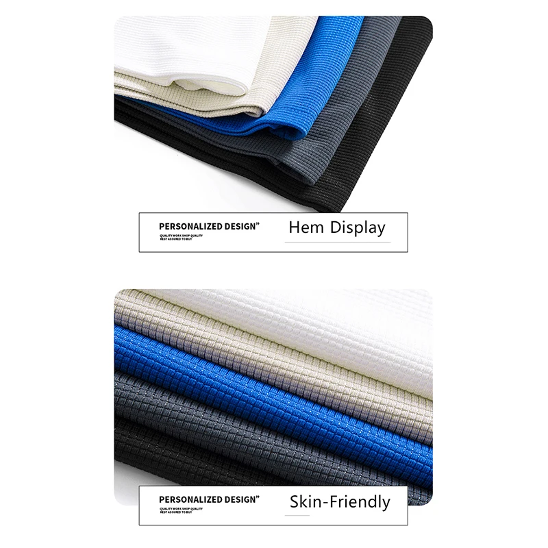 2023 Summer New Embroidered Silky Waffle Big Blue Block  Short Sleeve Casual Sports Suit Men's Fashion Ventilate Two Piece Set