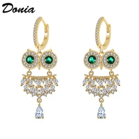donia jewelry european and american fashion owl earrings wild cute micro inlaid aaa zircon animal earrings womens earrings