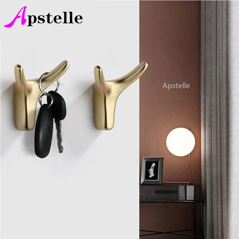 Modern Metal Clothes Hook Nordic Horn Clothes Bathroom Wardrobe Bar Door Wall Hanging Wall Hanging Hook