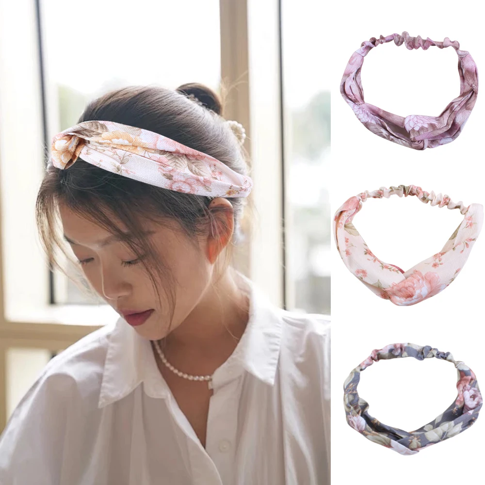 Женская повязка на голову с цветочным принтом 1 шт.