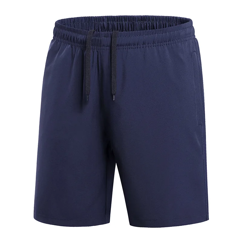 

2023 Men's Sports Thin Breathable Fitness Ice Quick-Drying Shorts Elastic Waist Solid Color Beach Casual Shorts