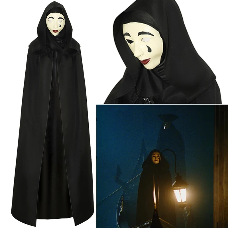 

Страшный костюм для косплея Венеция с изображением сериала «A ё», маска-призрак, плащ с черным капюшоном, шлем с изображением призрака, костюмы на Хэллоуин для взрослых