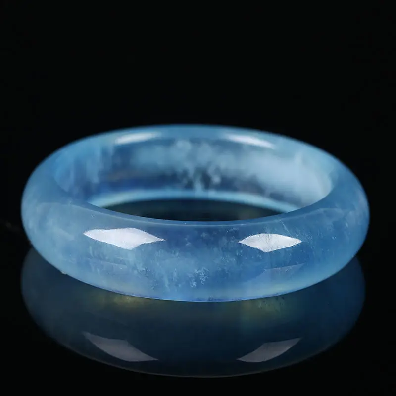 

100% aquamarine Natural Stone Bangles Original Stone Cutting Bracelet Pattern Rarity Rare Fashion Bangle for Women Jewelry