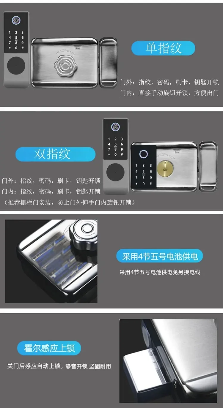 Смарт-замок Tuya электронный уличный с поддержкой Wi-Fi и блокировкой отпечатков