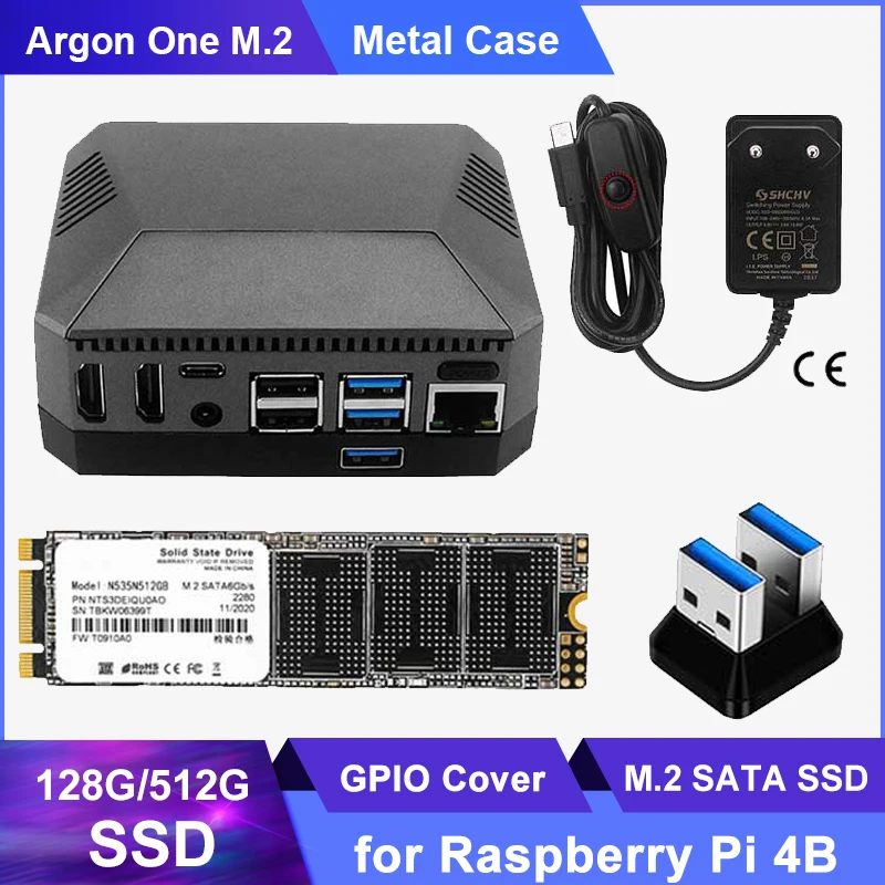 Алюминиевый Чехол для Raspberry Pi 4B Argon One M.2 с SATA SSD расширительным слотом GPIO Cover