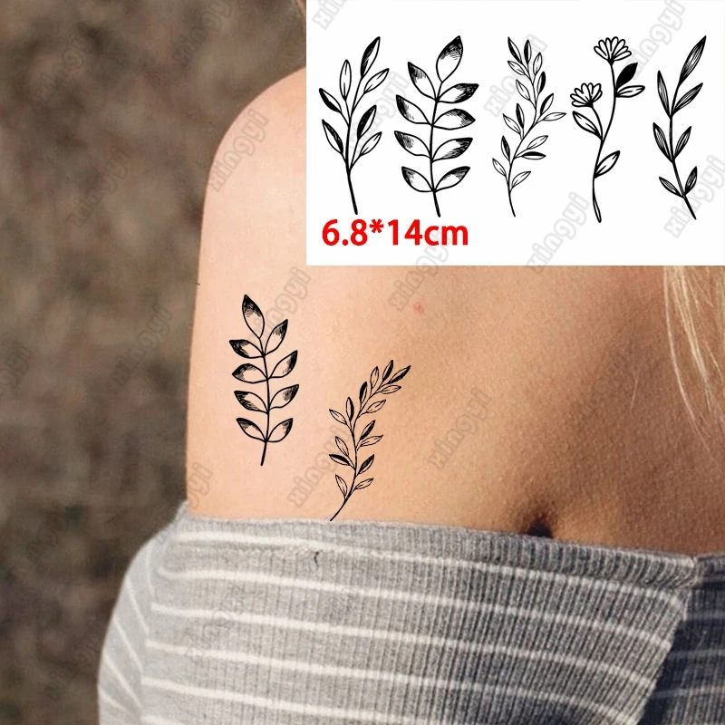 

Temporary Tattoo Sticker for Women Girl Body Art Tatoo Sticker Leaf Cross Buddha Beads Peacock Tatto Waterproof Party Gift