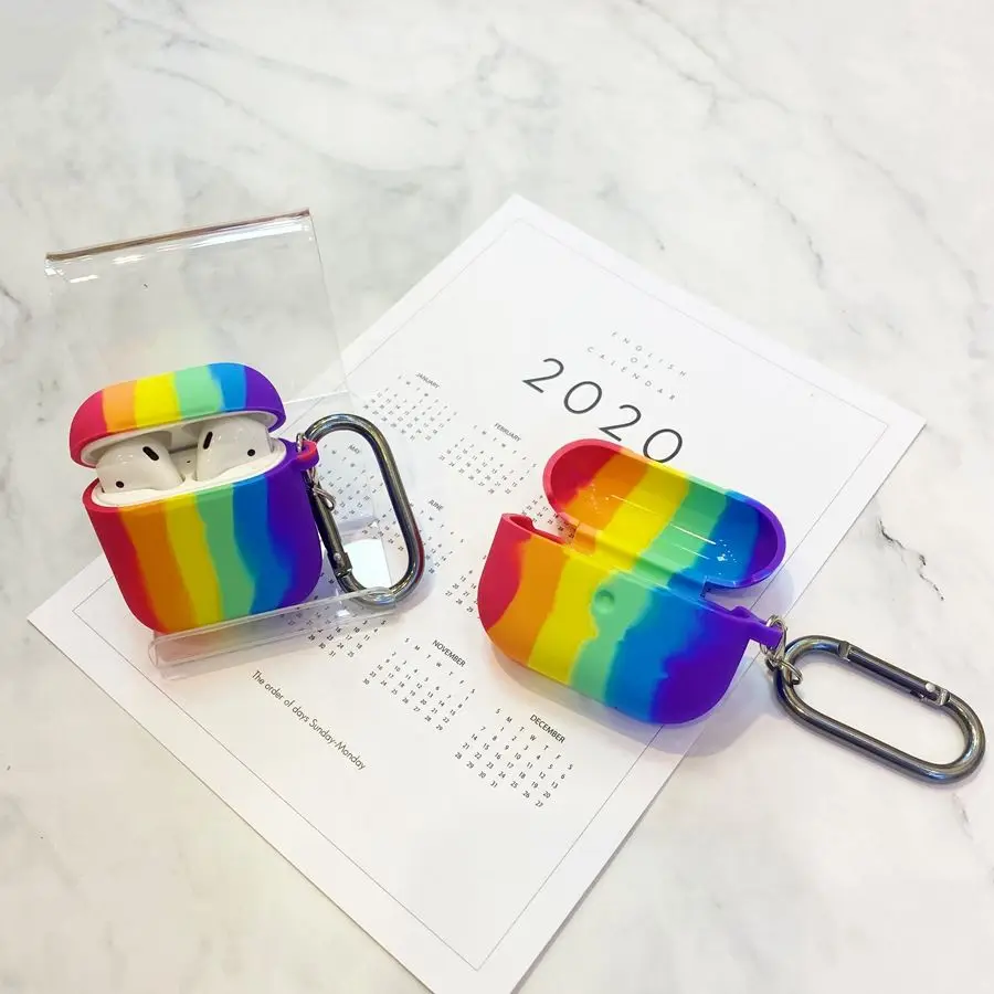 

Силиконовый полноразмерный защитный чехол Rainbow для Apple Airpods 1 2 3 Pro, беспроводные Bluetooth-наушники, наушники