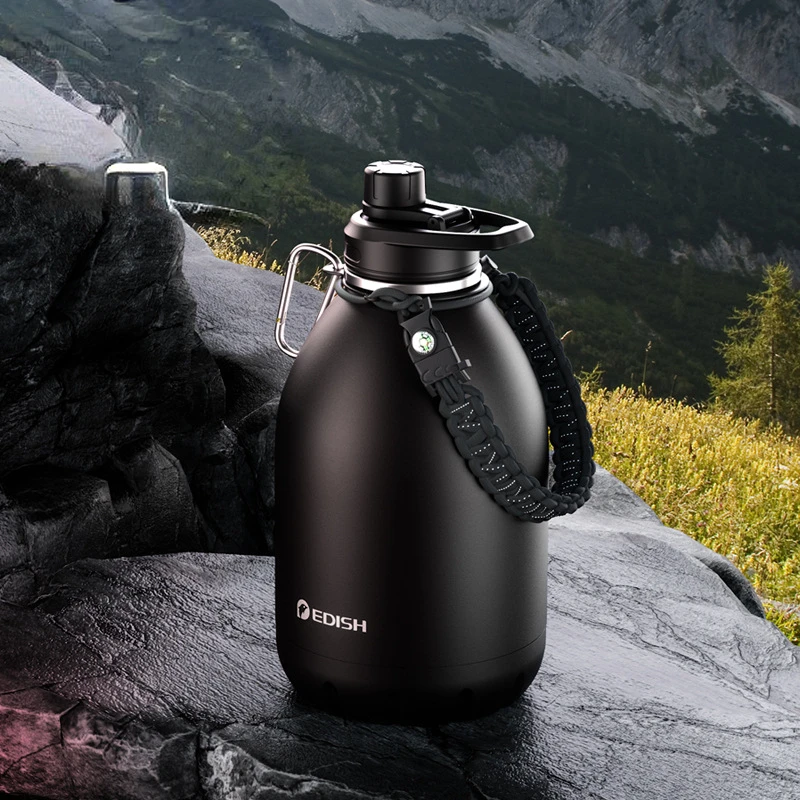 

Stainless Steel Thermos Water Bottle Double Wall Cup Keeps Hot Cold Outdoor Large Capacity Survival Cup Vacuum Flasks Compass