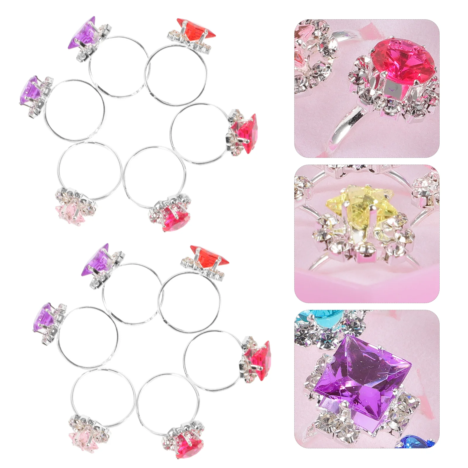 

Child Ring Beautiful Colorful Diamante Ring Set Gift With Heart-Shaped Box for Girl Kid Child