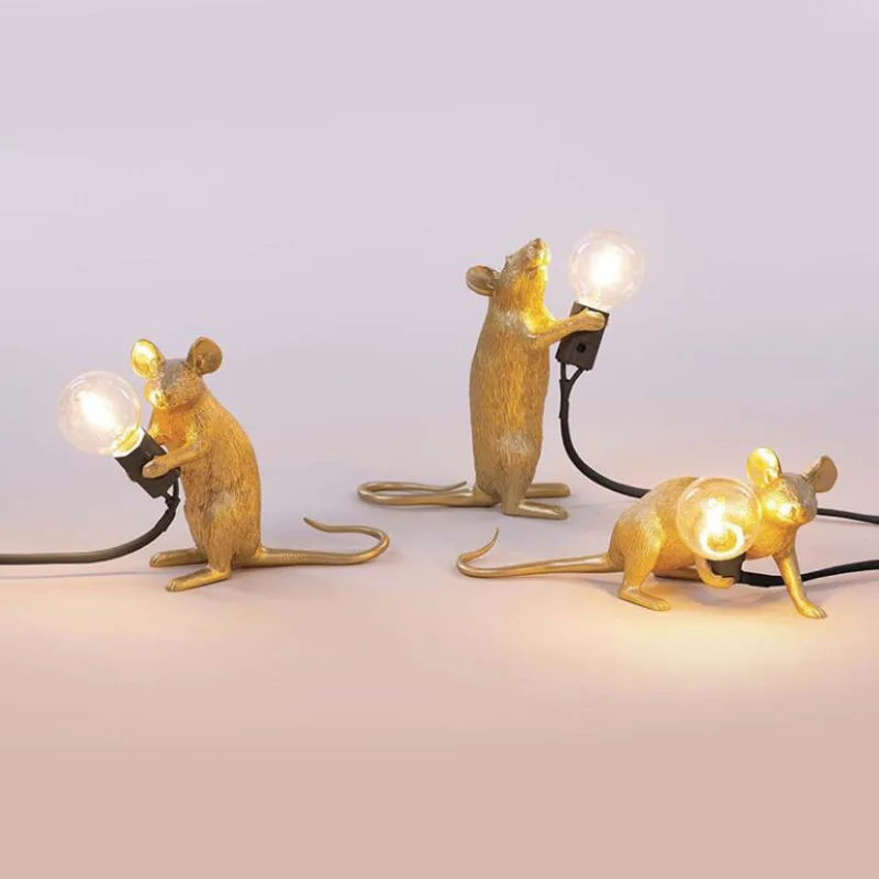 

Modern Resin Animal Rat Mouse Table Lamp Small Mouse Cute E12 LED Night Lights Home Decor Desk Lights Kids' Room Bedside Lamp
