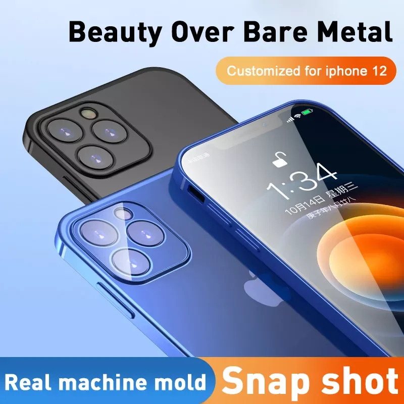 

Newest Straight Edge Electroplated Phone Case Transparent Phone Shell Fine Hole Protective Case For IPhone 12 Mini 12 Pro Max