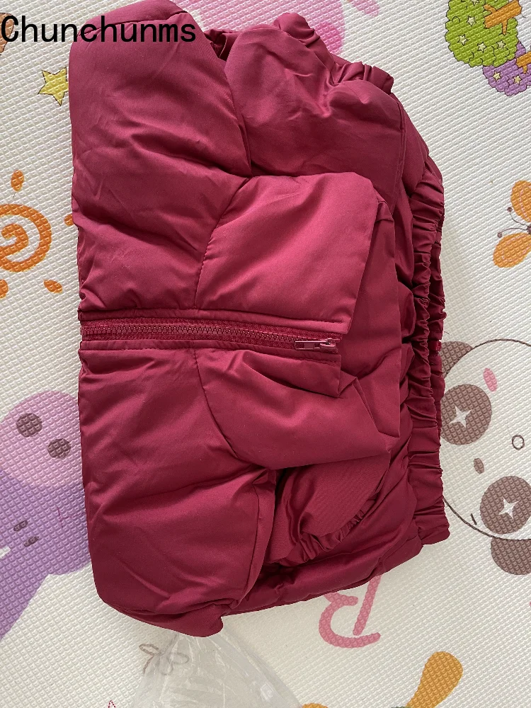 2021 Winter Women Cotton Down Jackets Fashion Solid Long Sleeve Warm Cotton Padded Coats Fall Stand Collar Zipper Cropped Parkas