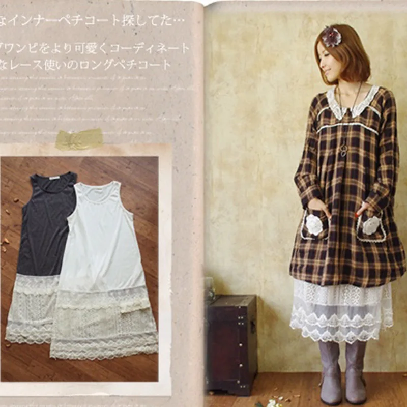 Японское милое кружевное платье в стиле девушки Мори многослойное хлопковое