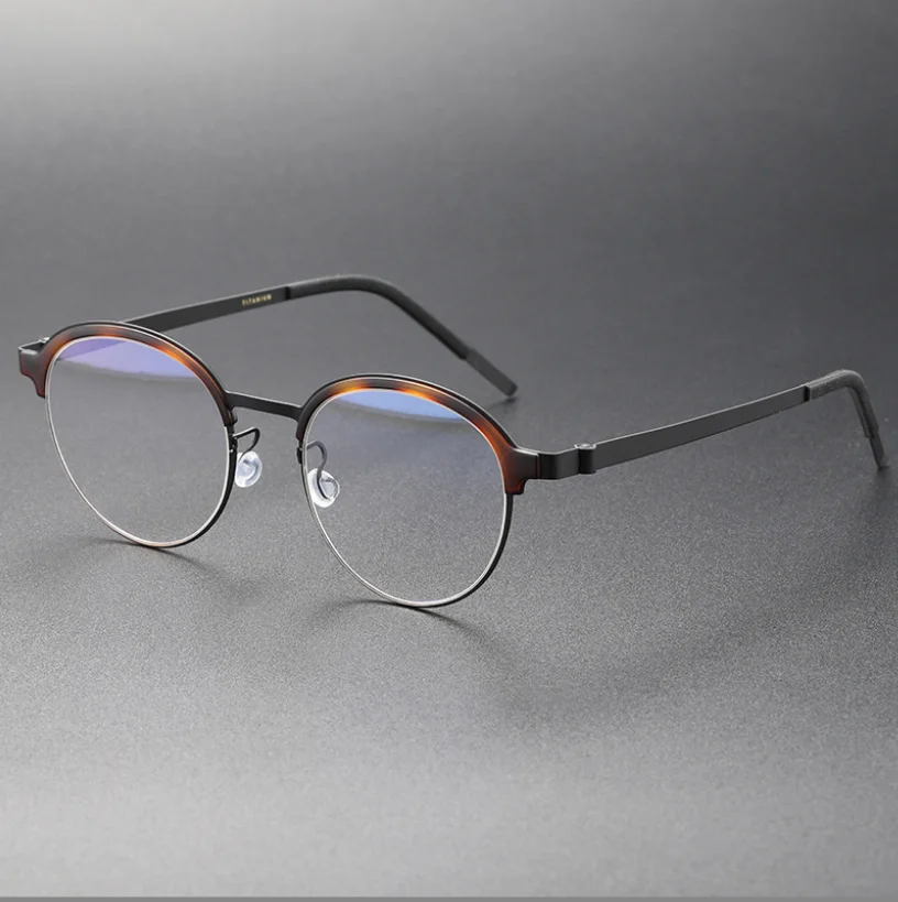 

Pure Titanium Prescription Myopia Eyeglasses Round Frame Vintage Men Optical Eyewear Anti Radiation Ultralight Glasses Women