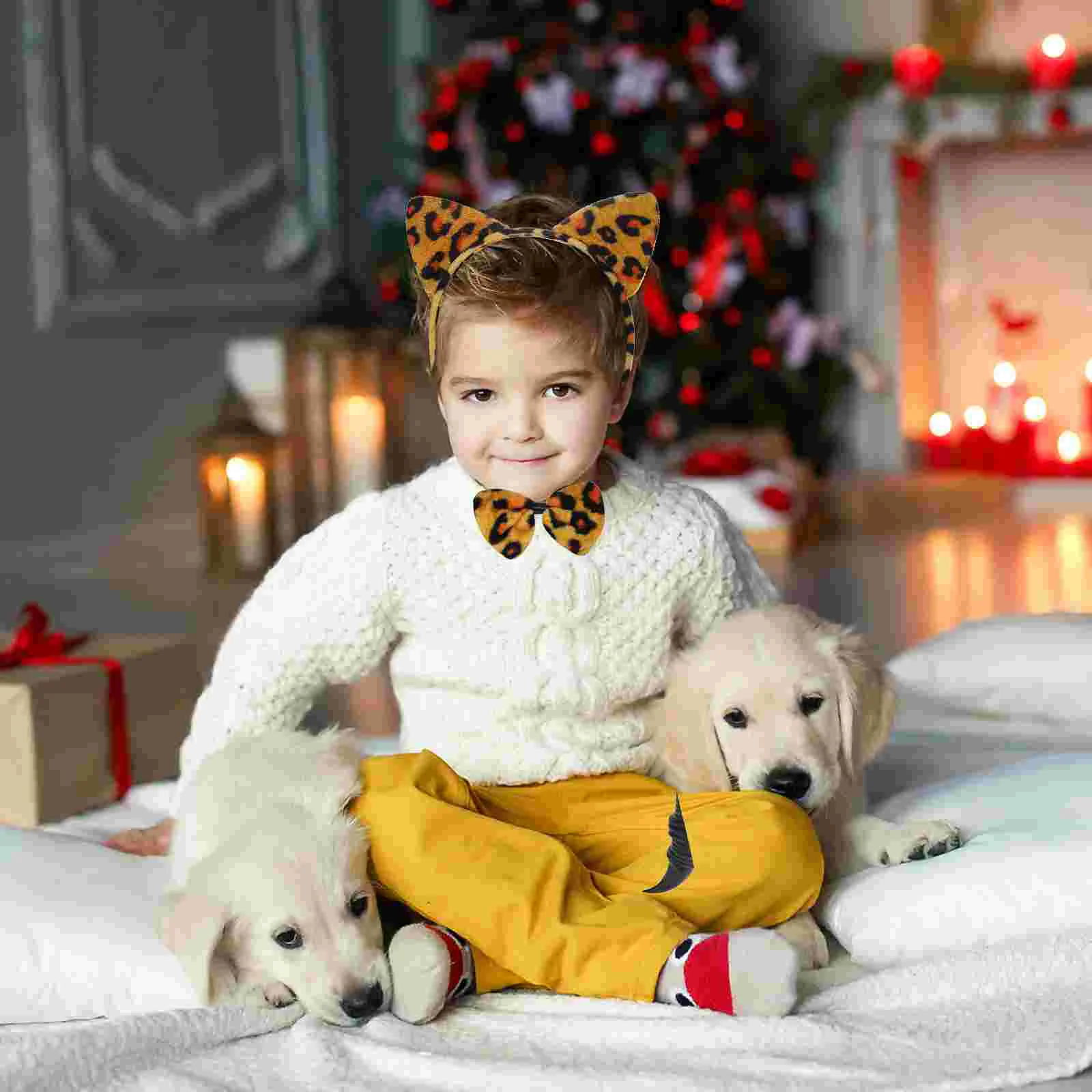 

3 Sets Kids Kits Animal Costumes Kids Kids Headband Leopard Ears Ear Headband Leopard Hair Hoops Tail Leopard Print Clothing Set