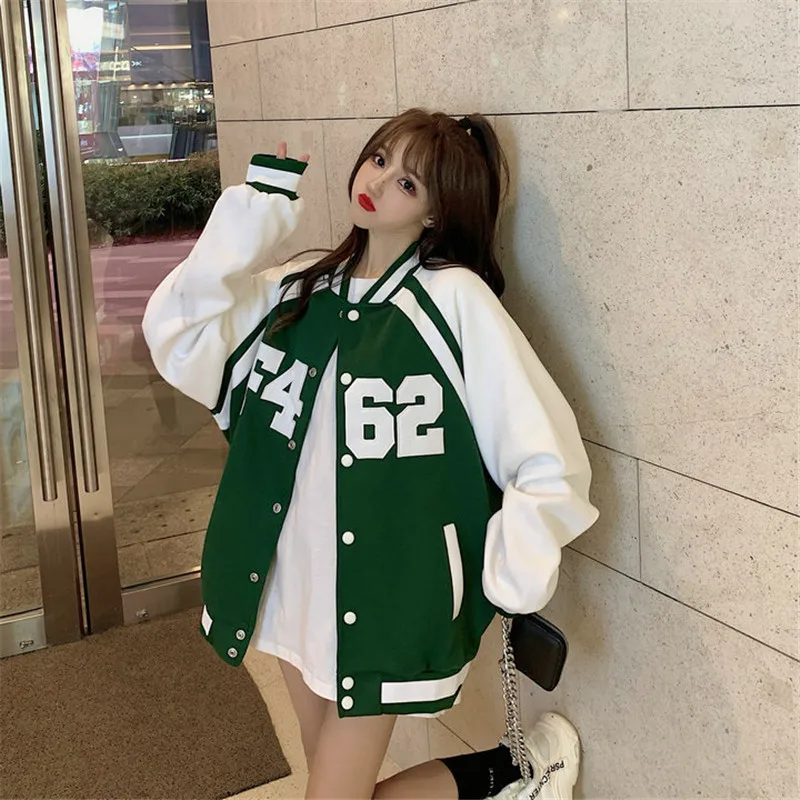 

American Baseball Uniform Jacket Women's Summer 2022 New Letter Print Design Bomber Coat Casual Loose Jacket
