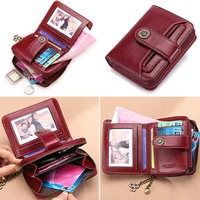 womens short retro womens wallet genuine leather tassel zipper hasp mini coin purse card holders money bag female small clutch