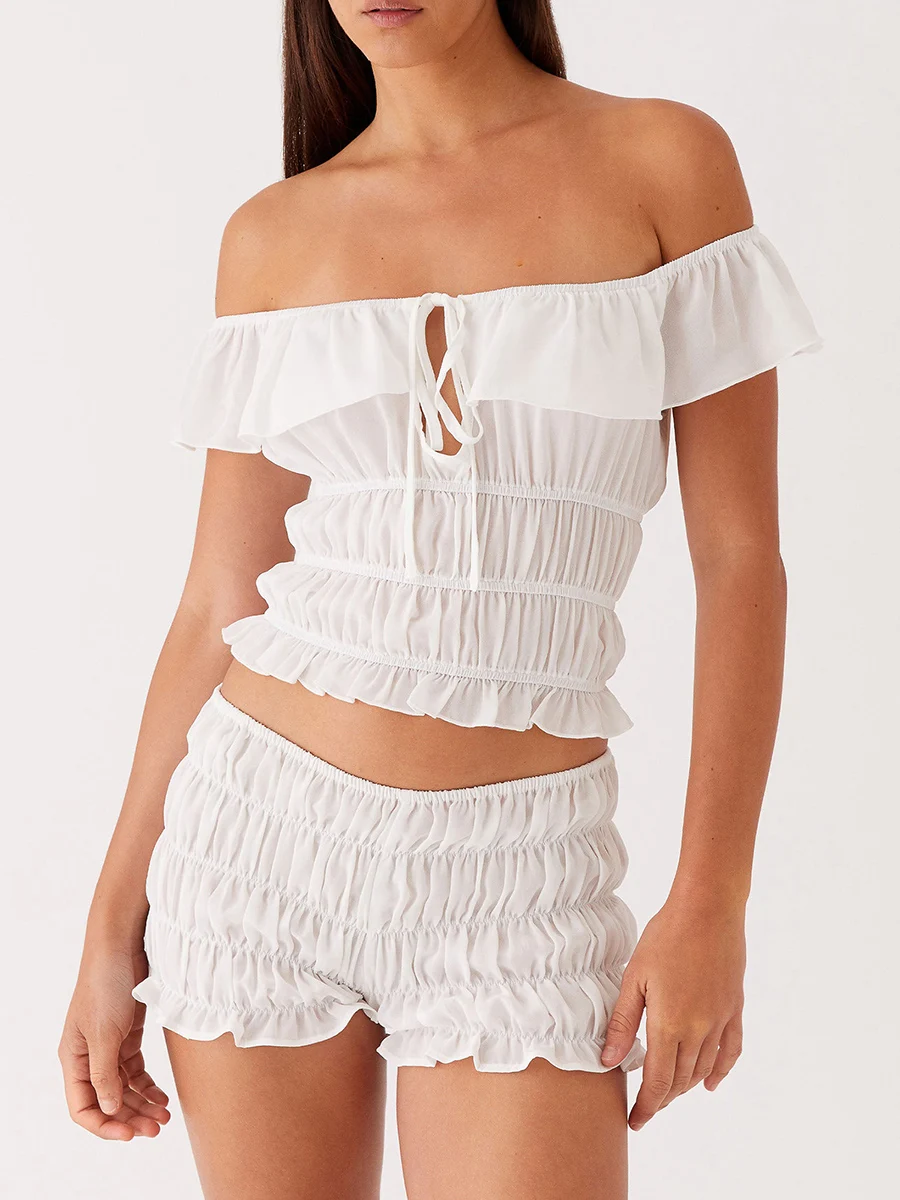 Шорты женские однотонные клетчатые с низкой посадкой