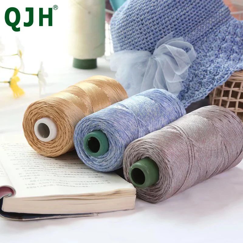 

2PCS New Flat Cotton Linen Ice Silk Yarn, Hand-Woven DIY Summer Hat Bag, Seat Cushion, Length About 275 Meters, Width About 3mm