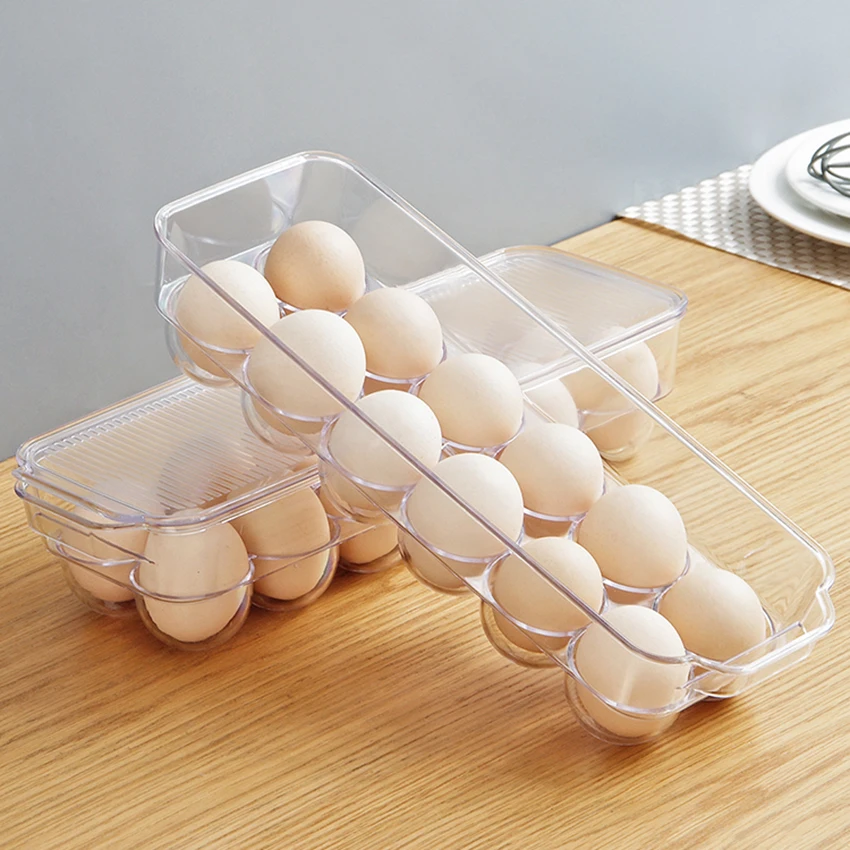

Kitchen Accessories 12 Grid Eggs Tray Thicken Plastic Transparent Eggs Storage Boxes Container Egg Holder for Refrigerator Home