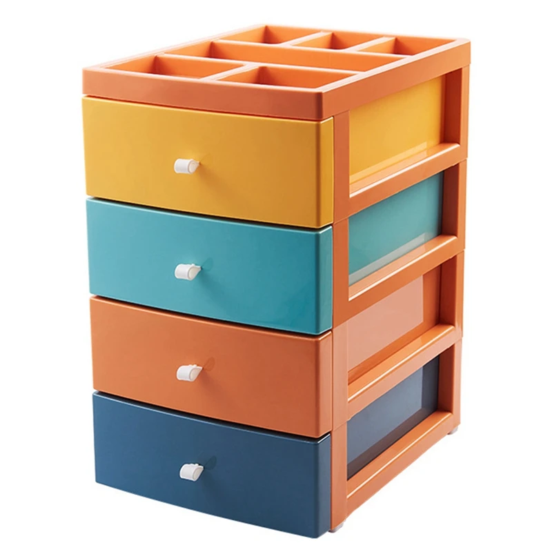 

Drawer Desktop Storage Box Cosmetic Shelf Office Student Desk Organize Fantastic Storage Small Cabinet Four-Floors