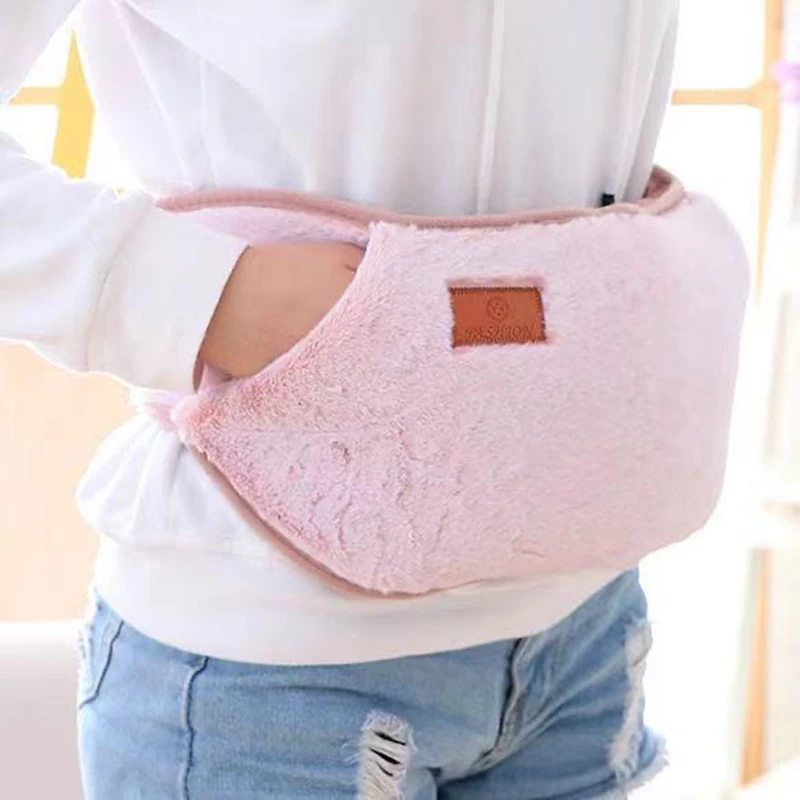 

1PC Rabbit Faux Fur Hot Water Bags Waist Wither Hand Warmers Soft Warm Hot Water Bottle Belt for Girls Hand Water Bottle