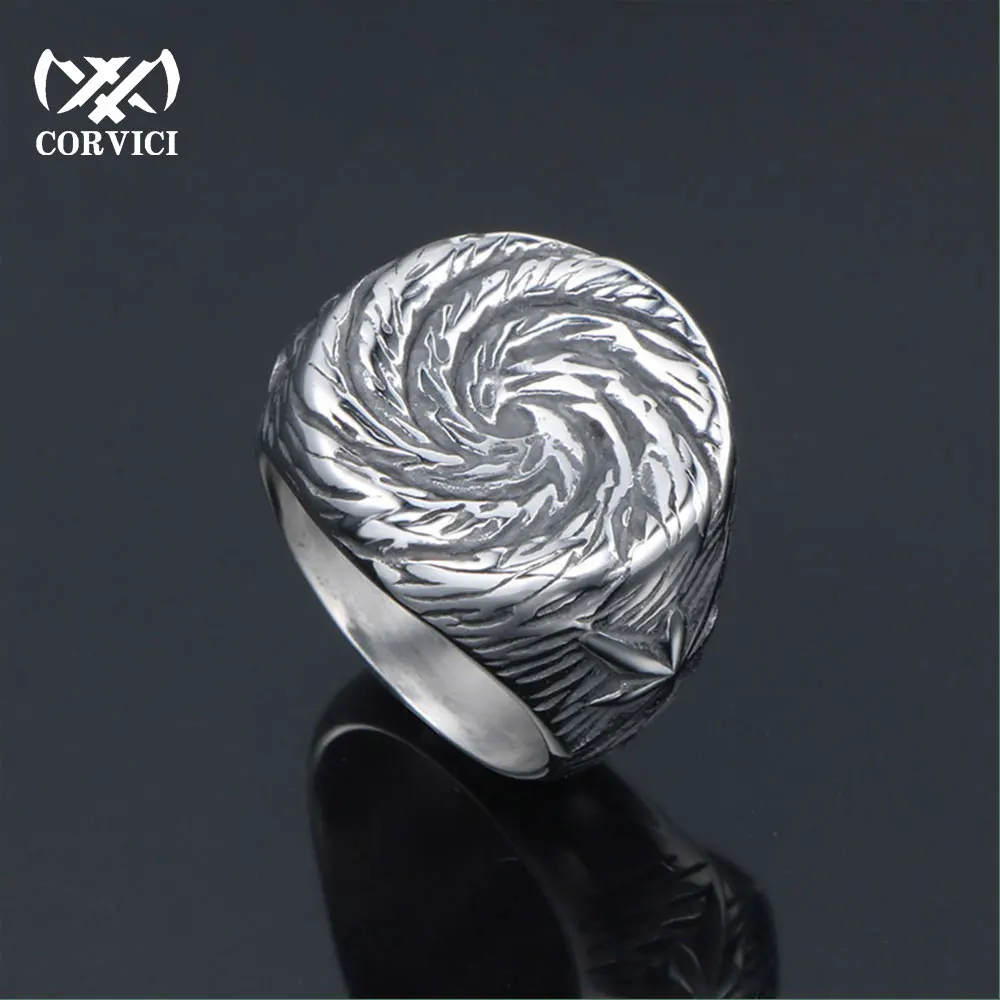 

Мужское кольцо с вихревым узором, Винтажное кольцо из нержавеющей стали в стиле панк для мотоцикла, байкера, готика, рок, 2022