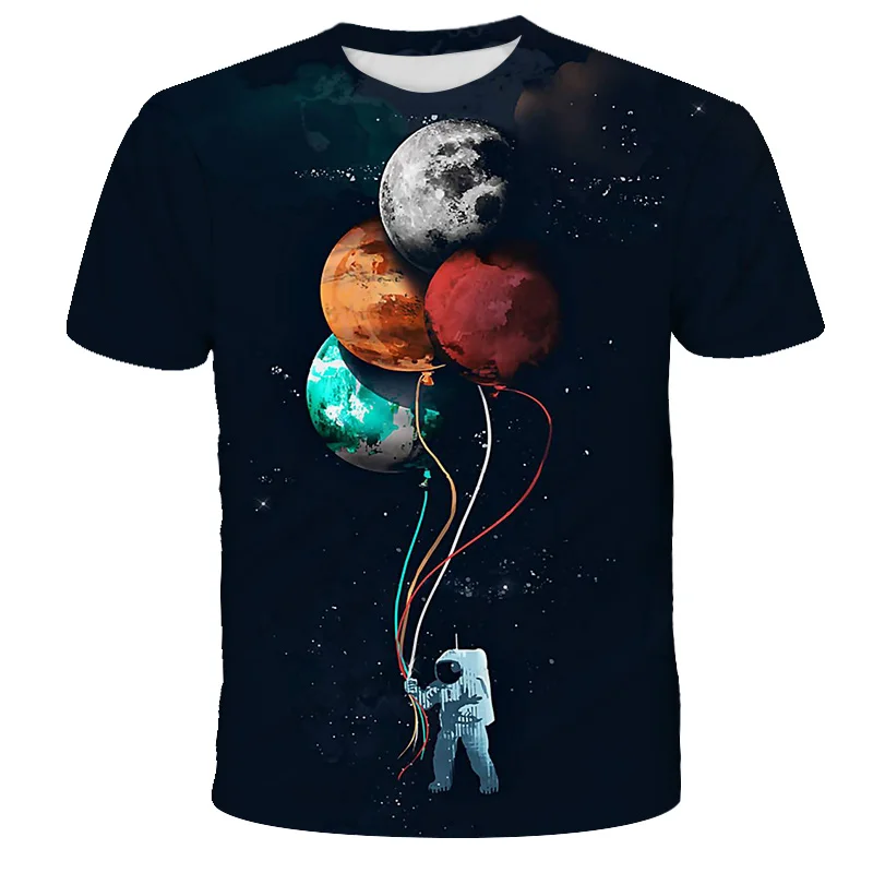 

Футболка мужская свободного покроя, модная рубашка с забавным дизайном, с принтом астронавта, крутая блуза, лето