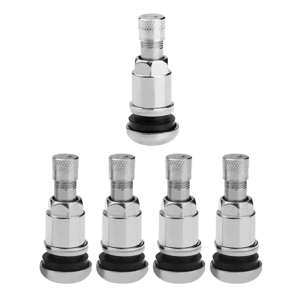 

4pcs Bolt-in Stainless Steel Car Motorcycle Tubeless Wheel Tyre Tire Valve Stems with Dust Caps