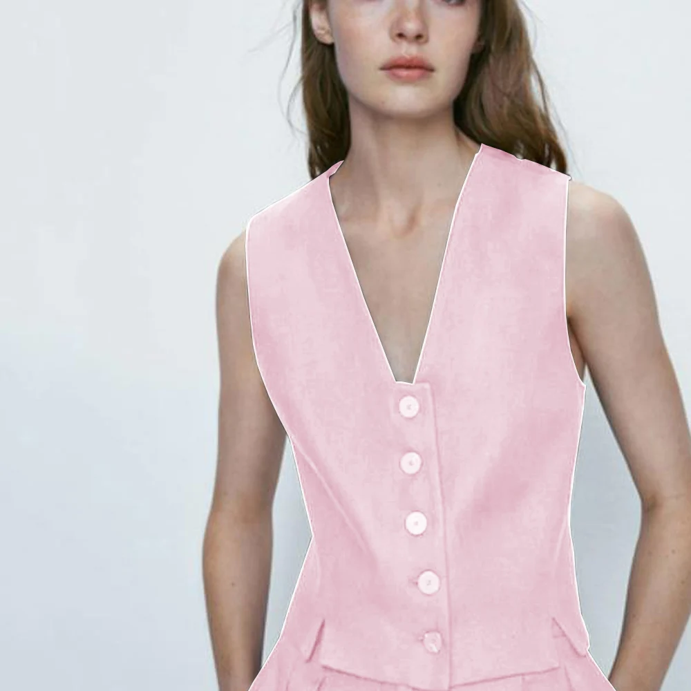 Однобортный женский жилет для работы летняя полярная безрукавка с квадратным