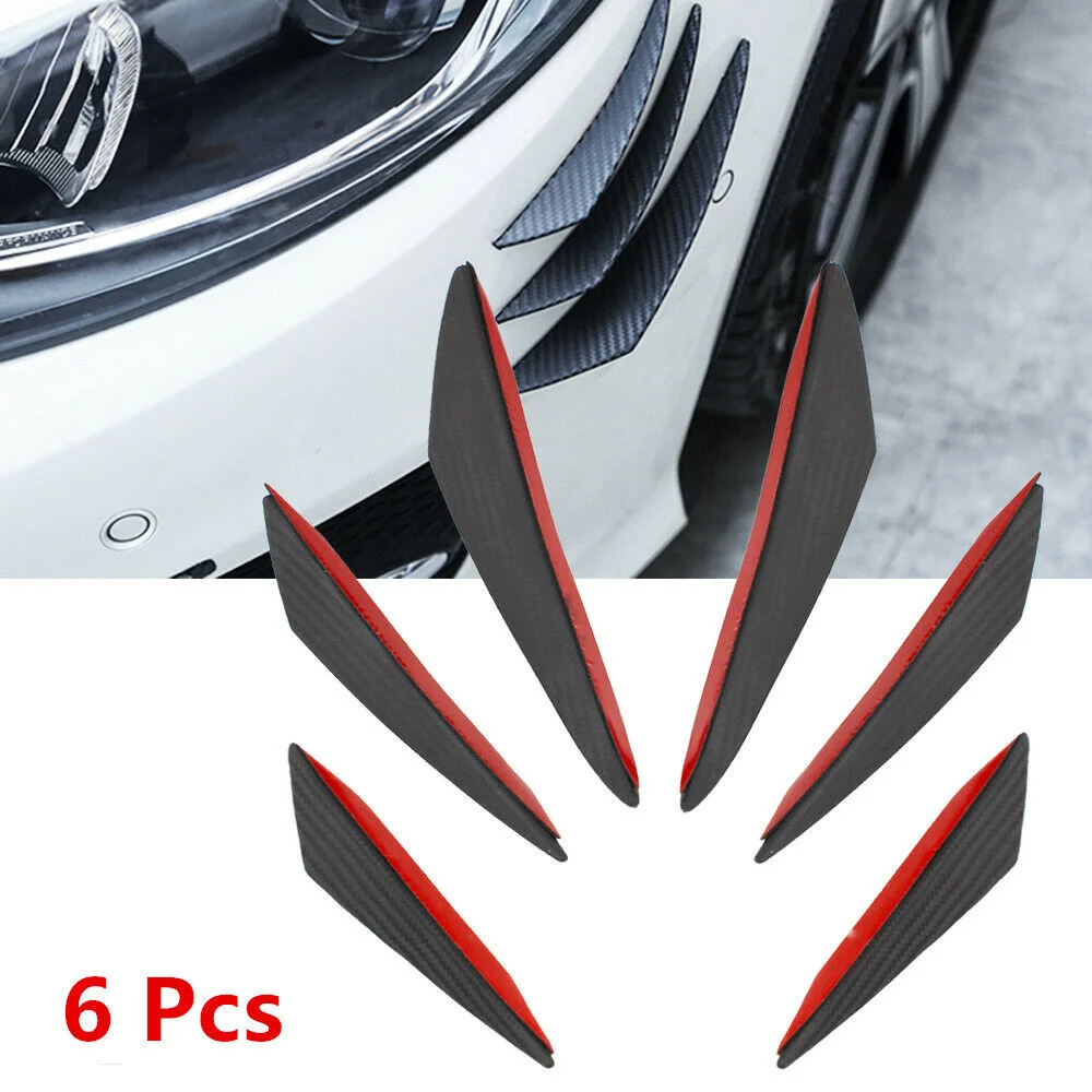 

6PCS Universal Car Styling Front Bumper Spoiler Small Envelop Wind Knife Carbon Fiber Wind Knife Refitted With Spoiler Front Bar