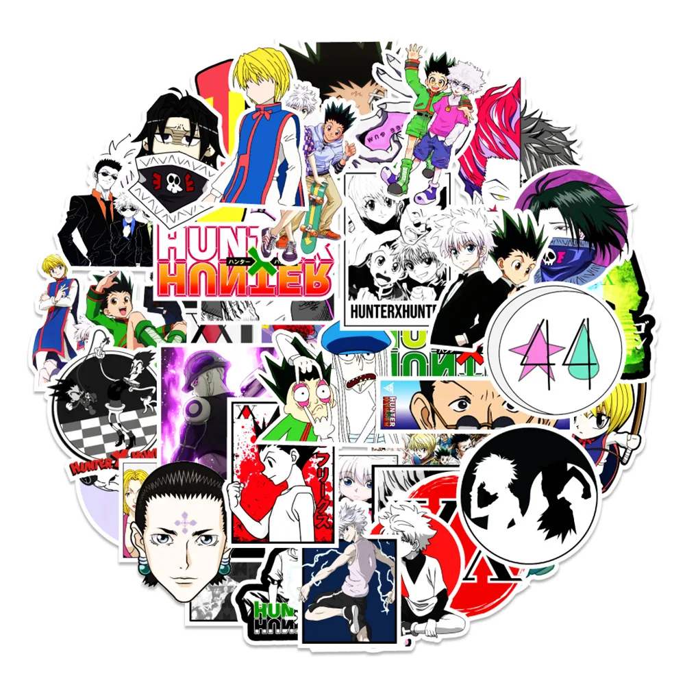 

50Pcs Hunterxhunter Stickers Cartoon Anime Sticker Decal Fridge Skateboard Luggage Guitar Laptop Phone Bike Diy Kid Toy Gift