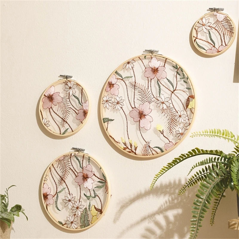 

4Pcs Boho Wall Decor Woven Wall Basket Decoration Handmade Round Plate Weaving Ornaments Knitted Flower Hanging Crafts