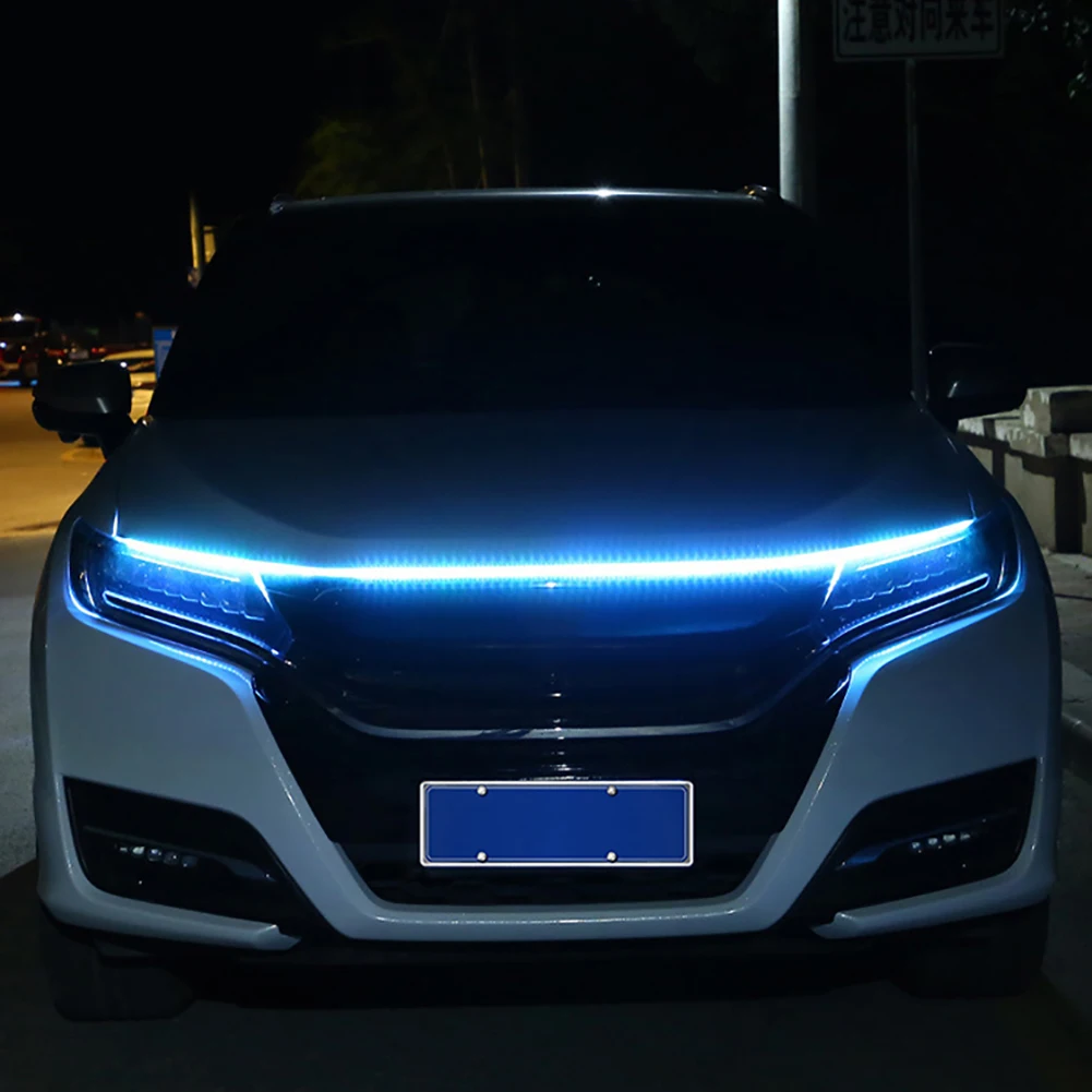 

Автомобильная светодиодная лента для дневных ходовых огней, гибкая Крышка двигателя автомобиля, стандартная фотовспышка, 12 В