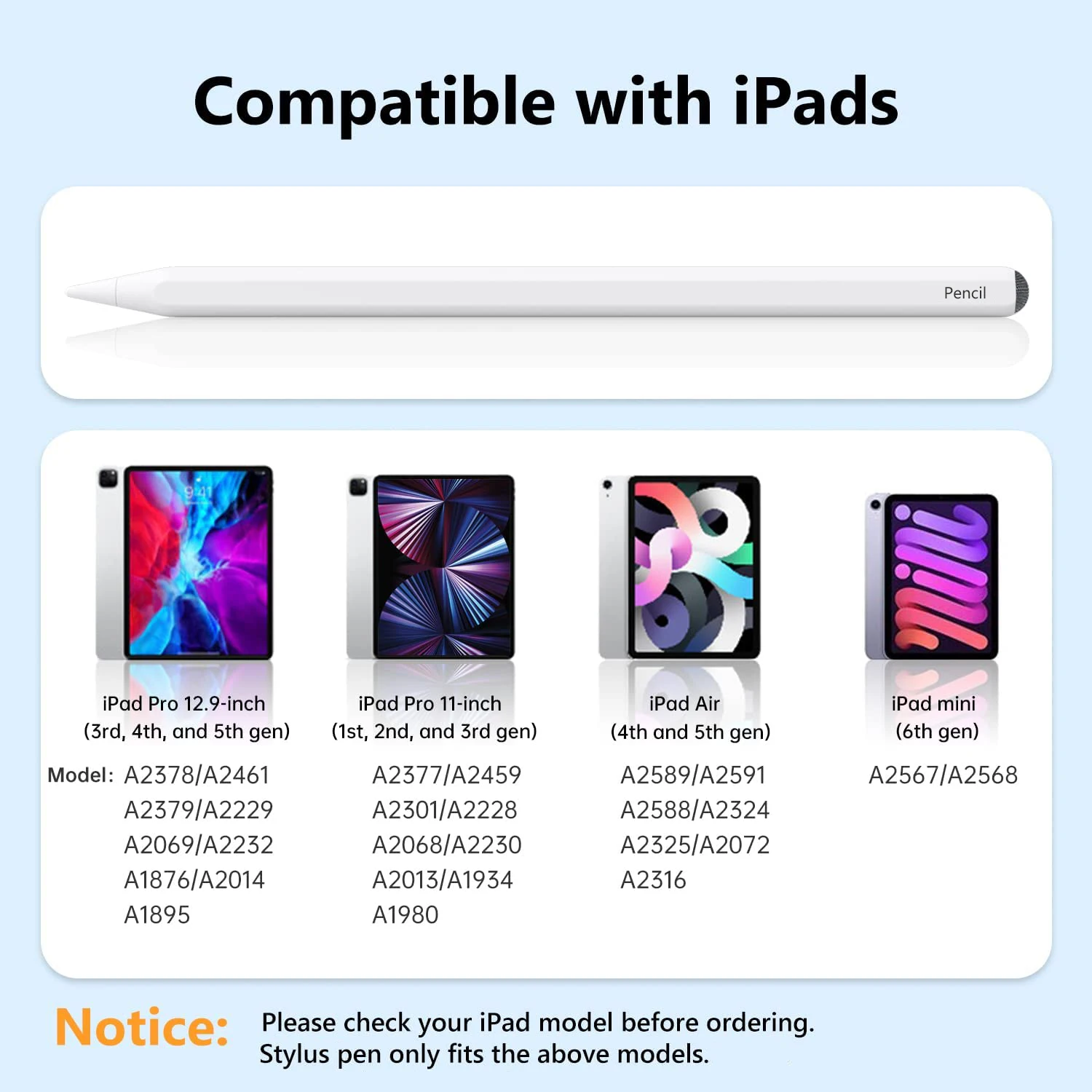 [Беспроводная зарядка] карандаш для iPad стилус угол наклона Apple Pro 11/12.9 Air 4rd/5th Mini 6th