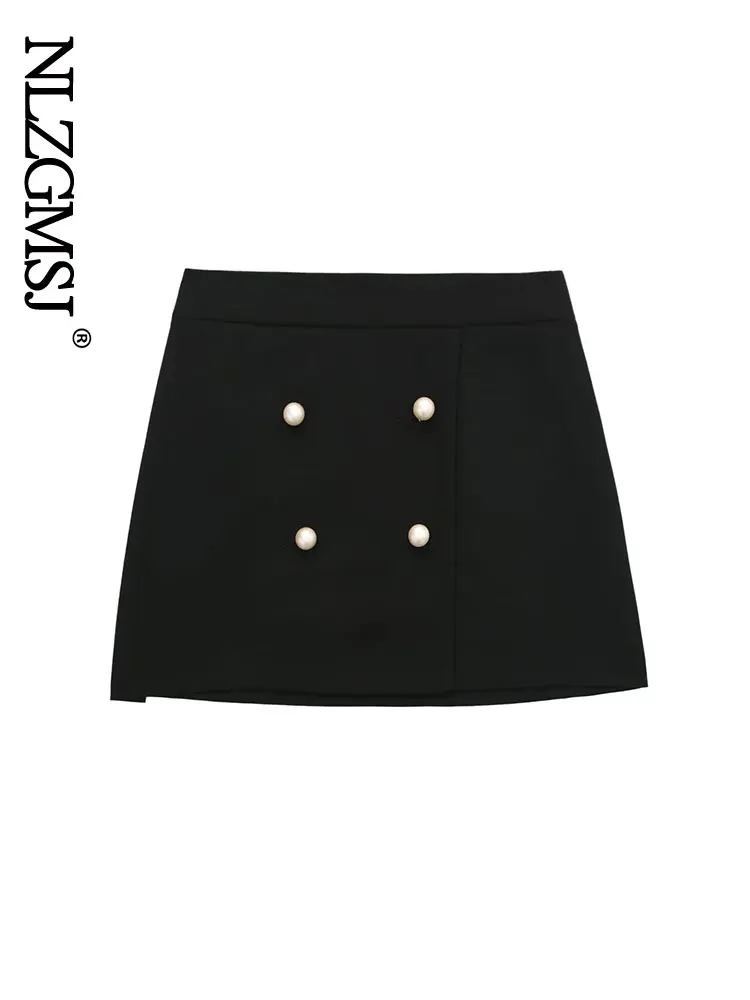 

Nlzgmsj 2022 Fashion Office Women's Skirt Double Breasted Metal Button Hip Apron Women's Sexy Mini skirt Women