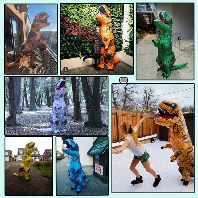 Надувной костюм динозавра T-rex для взрослых и детей вечерние костюмы на Хэллоуин