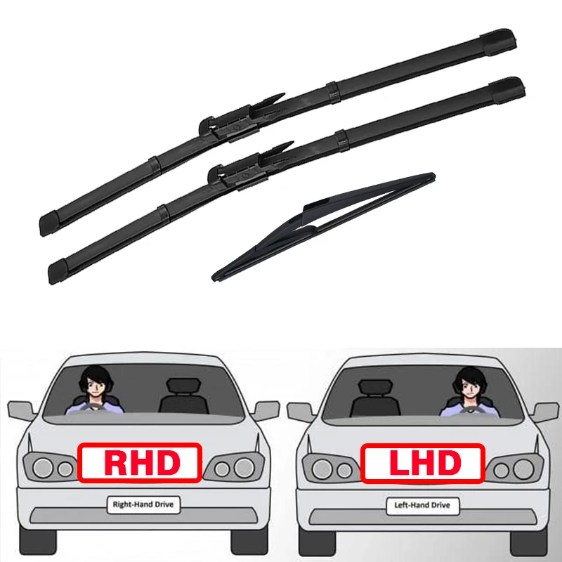 

Для Mercedes Benz A Class W169 2004-2011 комплект передних и задних щеток стеклоочистителя, резиновые аксессуары для лобового стекла A180 A250 A200