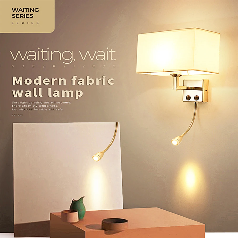 

Modern fabric wall lamps,indoor wall mounted AC 85-260V Decorate lights，with reading lamp，for foyer bed room dining room stair