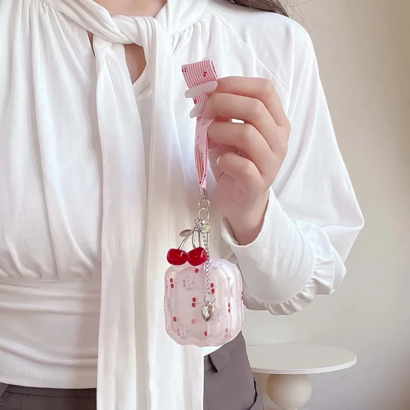 Фото Милый чехол для наушников с вишневым котом и волнистыми ушками для AirPods Pro 3, 2, 1, беспроводной зарядный кейс для Apple AirPods 4, Pro 2, 2-го и 3-го поколений №4