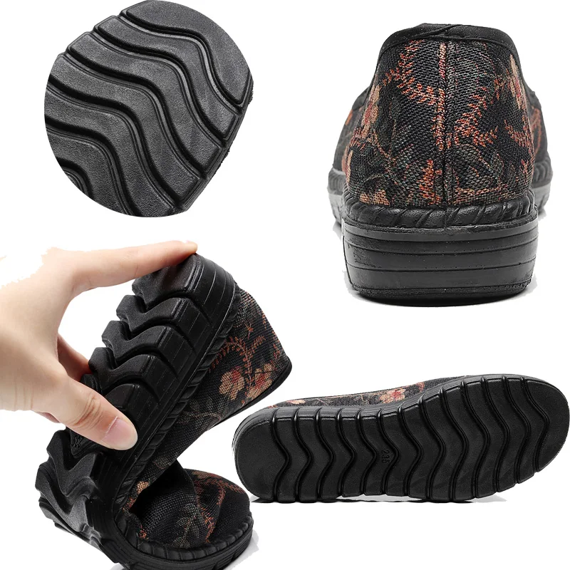 XQ Spring, Summer and Autumn New Women's Elastic Mouth Soft Non-slip Flat Heels Leisure Sports Embroidered  Single Cloth Shoes