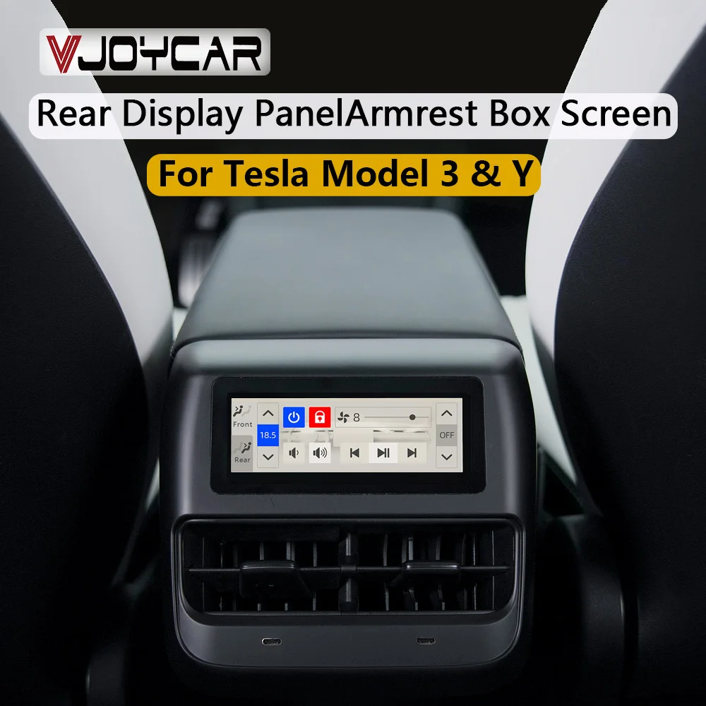 

Vjoycar 2023 Rear Control Display for Tesla Model 3 Y Accessories Armrest Box IPS Air Conditioner Voice Seat Heat Control-screen