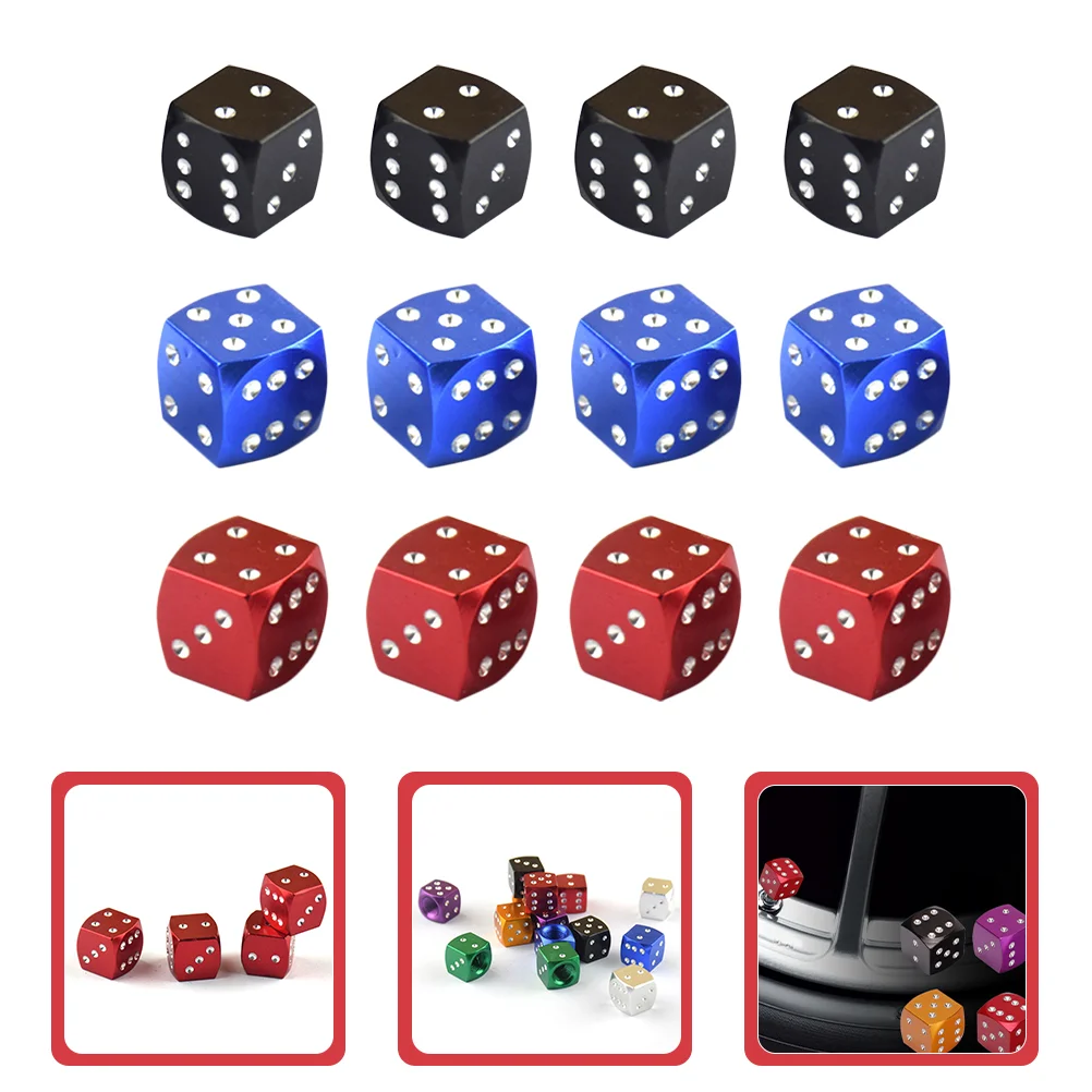 

12pcs Dice Style Valves Stem Caps Universal Tire Valves Stem Caps for Car