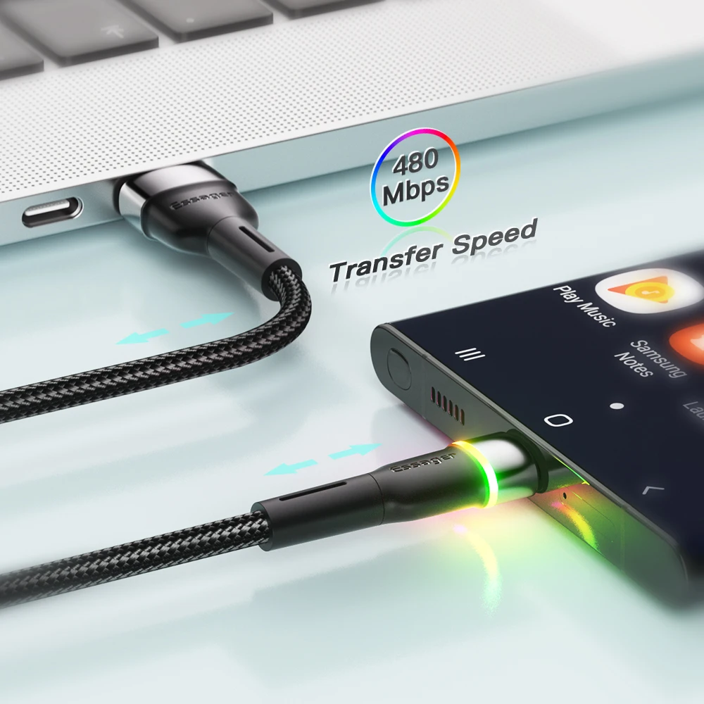 Кабель зарядный Essager USB Type-C 3 А для Xiaomi 12/Redmi Note 11 Pro/Realme/Samsung/Huawei |