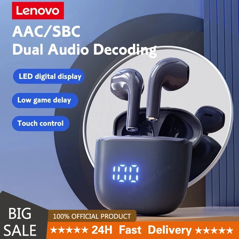  Беспроводные наушники Lenovo XT83 Pro, Bluetooth 5,1, светодиодный дисплей, Bluetooth-наушники с двойным микрофоном, гарнитура с сенсорным управлением, …